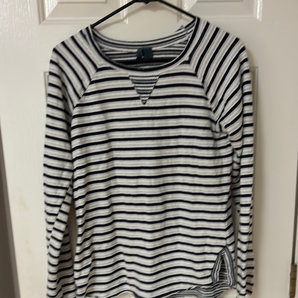 Striped Long Sleeve Tee - Navy and White